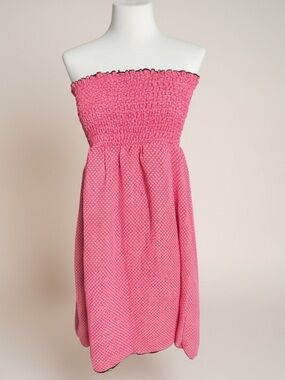 OP Strapless Pink Polka Dot Smocked Summer Dress